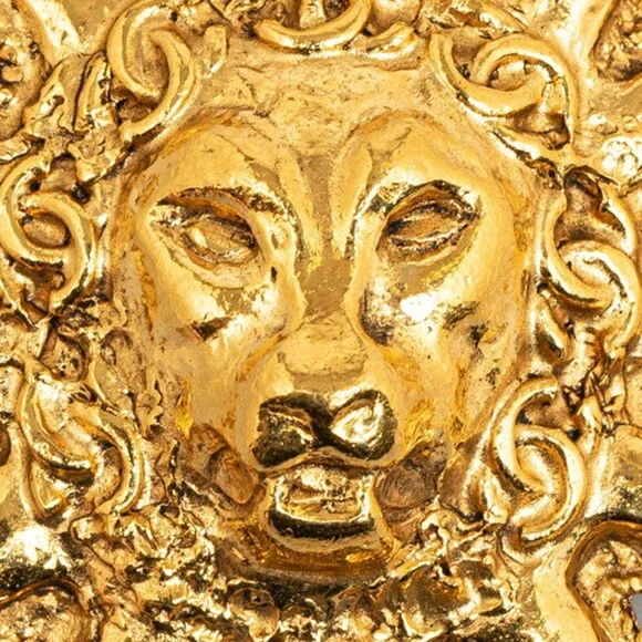 Chanel Chanel Lion Sun Motif Brooch Gold Plated Metal Brooch